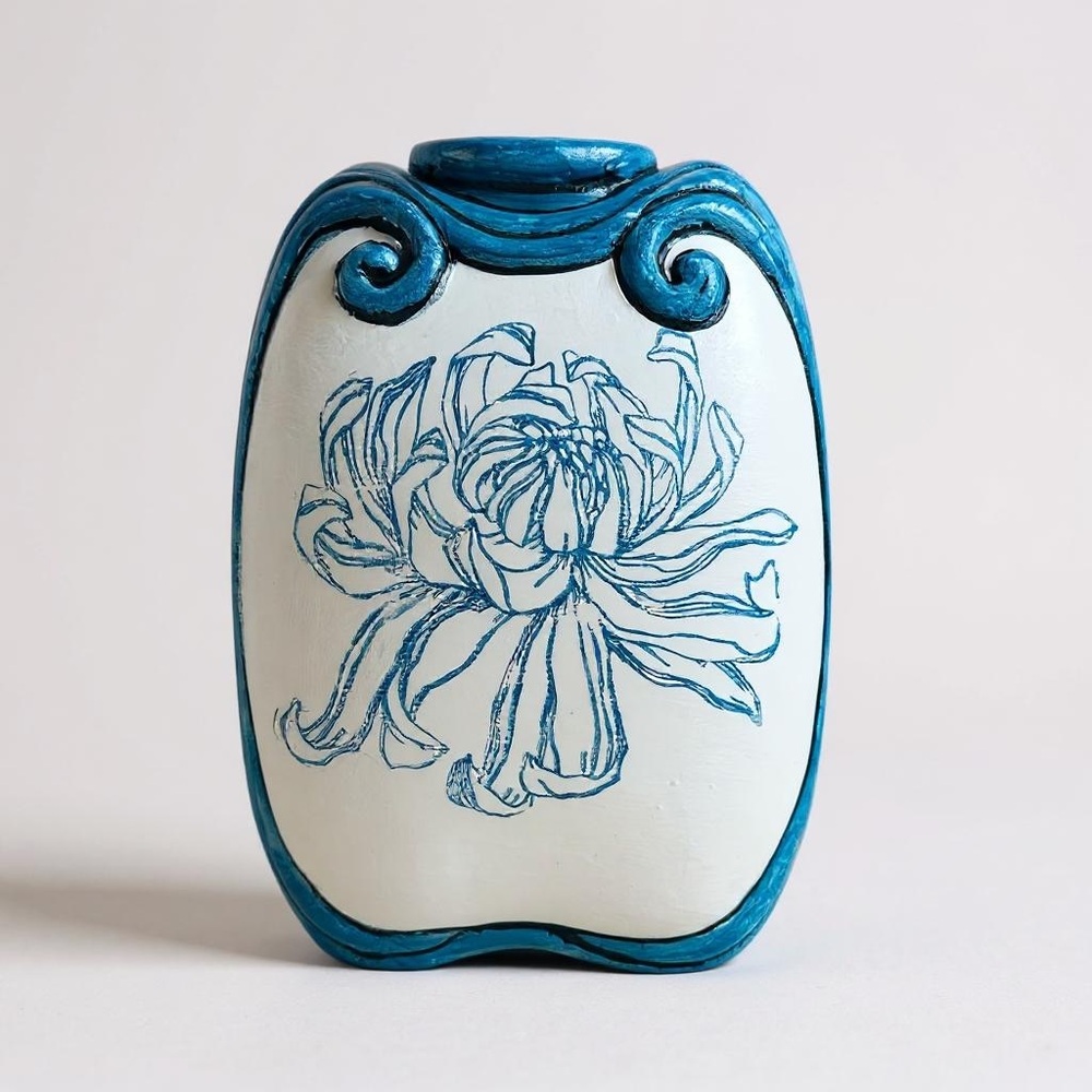 Blue and White Floral Vase
